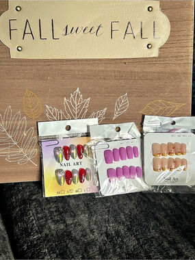 Nail Art Brand Press-On Nail Sets Pink & Red and Nude NWT 3 Sets